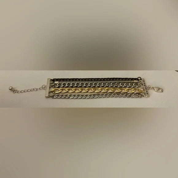 Jenny Bird Mixed Chain Austin Cuff Bracelet – Gold & Silver Tone - Picture 8 of 8